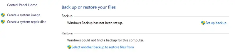 A screenshot showing how to create a System Image on Windows 11.