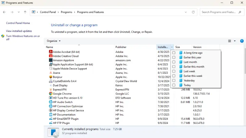 Go to installed on
